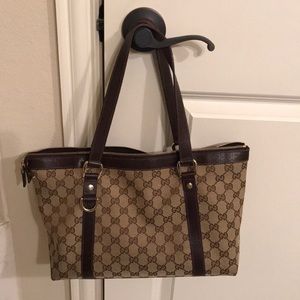 Gucci Abbey Tote Handbag Brown